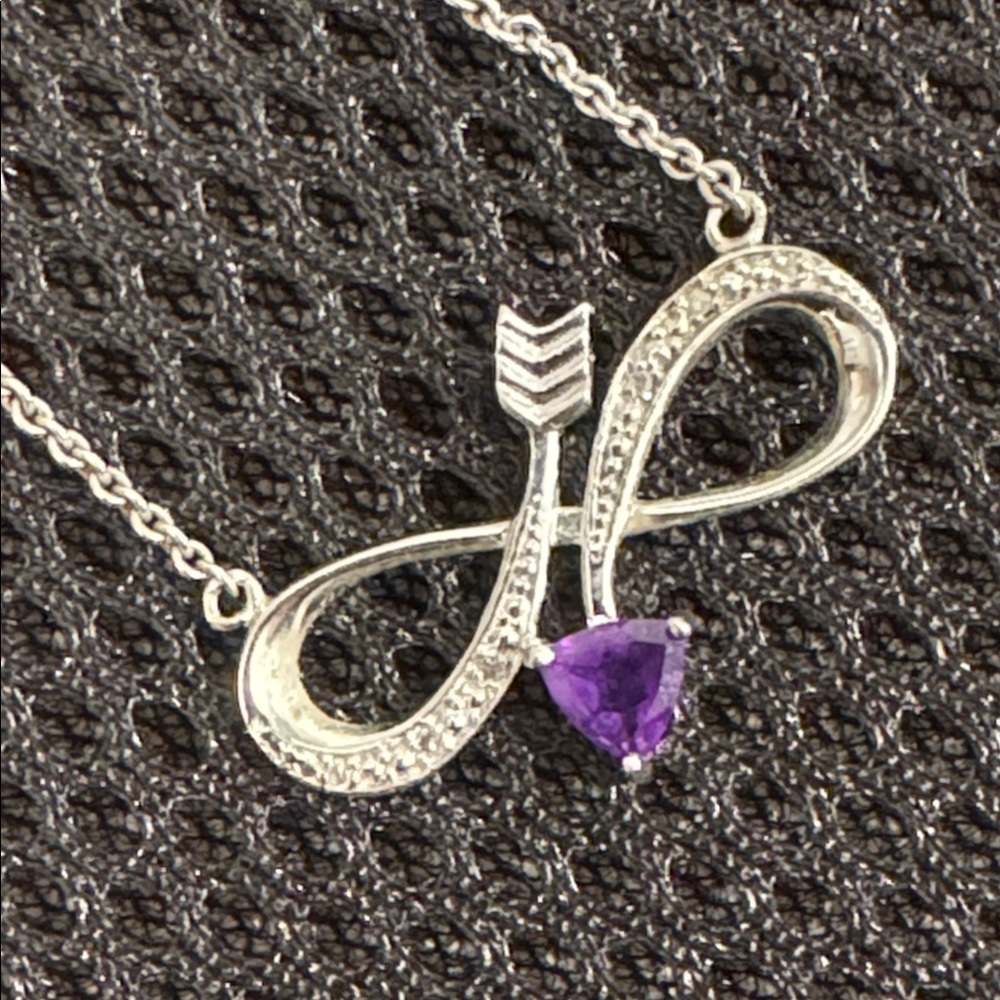 Sterling Amethyst Diamond Infinity Cross Necklace